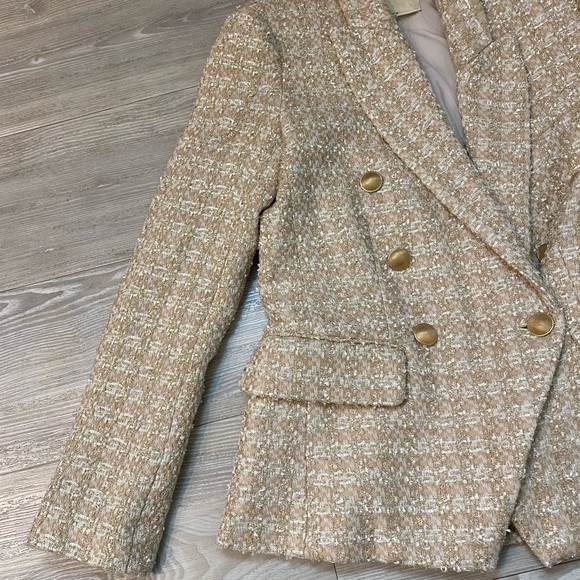 L'AGENCE LAGENCE Kenzie Double Breasted Tweed Blazer in Rose Gold Size 2 - Picture 12 of 16